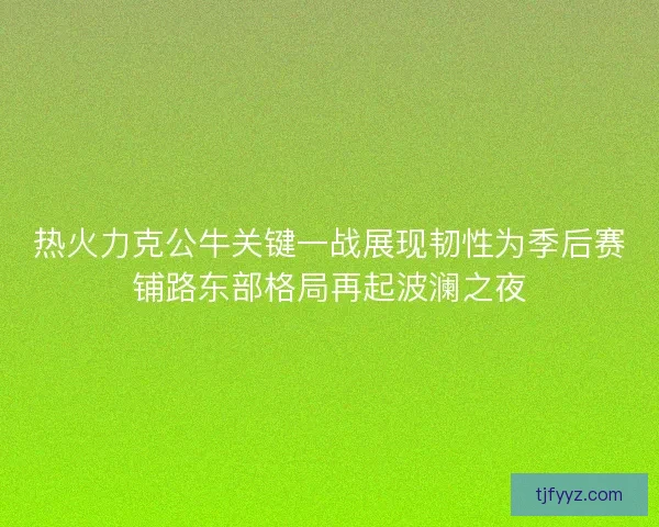 热火力克公牛关键一战展现韧性为季后赛铺路东部格局再起波澜之夜