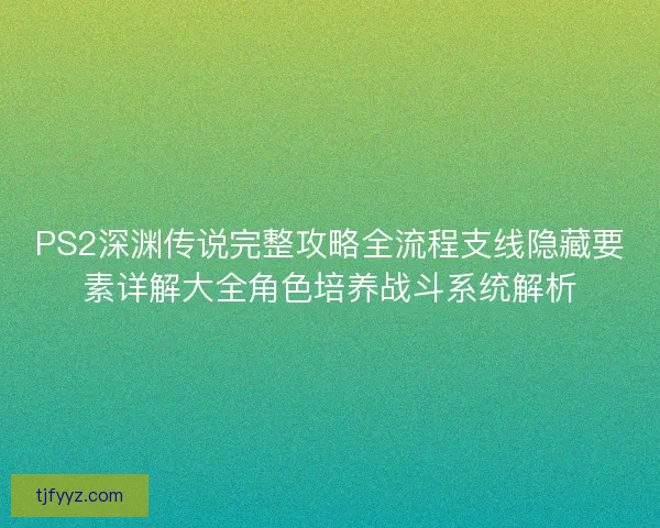 PS2深渊传说完整攻略全流程支线隐藏要素详解大全角色培养战斗系统解析