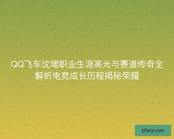 QQ飞车沈珺职业生涯高光与赛道传奇全解析电竞成长历程揭秘荣耀 QQ飞车沈珺职业生涯高光与赛道传奇全解析电竞成长历程揭秘荣耀