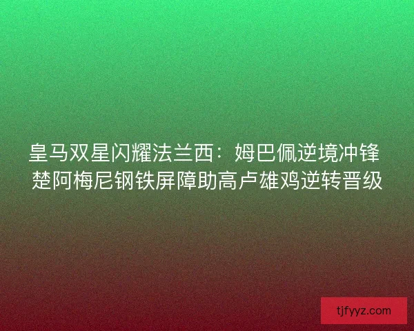 皇马双星闪耀法兰西：姆巴佩逆境冲锋 楚阿梅尼钢铁屏障助高卢雄鸡逆转晋级