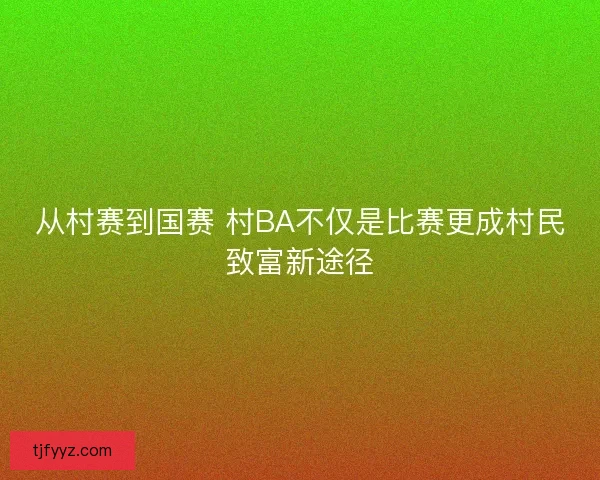 从村赛到国赛 村BA不仅是比赛更成村民致富新途径 从村赛到国赛 村BA不仅是比赛更成村民致富新途径